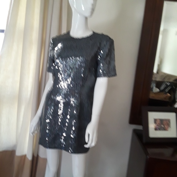 NWT Micheal Kors Black sequin Mini Sheath dress 8 MK Cocktail Party Tunic - Picture 3 of 6